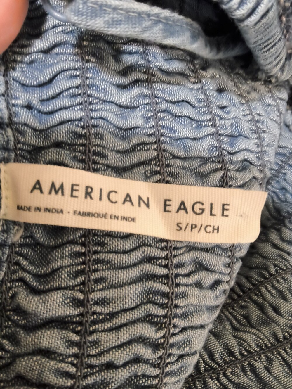 American Eagle Chambray Smocked Bubble Hem Dress Size Small - Picture 2 of 11
